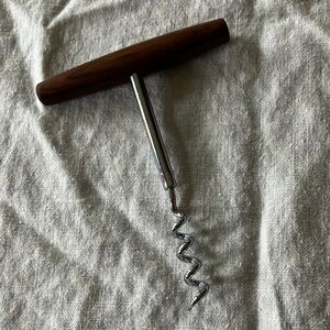 Mid-Century Modern Elegant Minimalist Wooden Handle Corkscrew